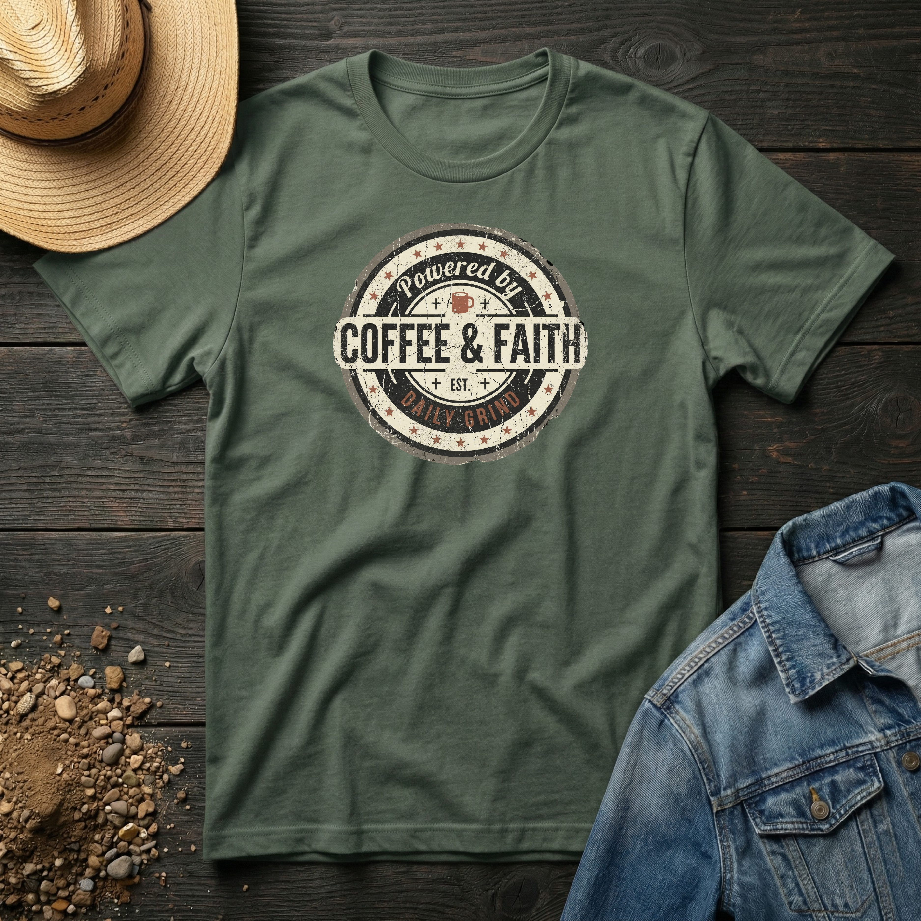 Powered by Coffee & Faith T-Shirt