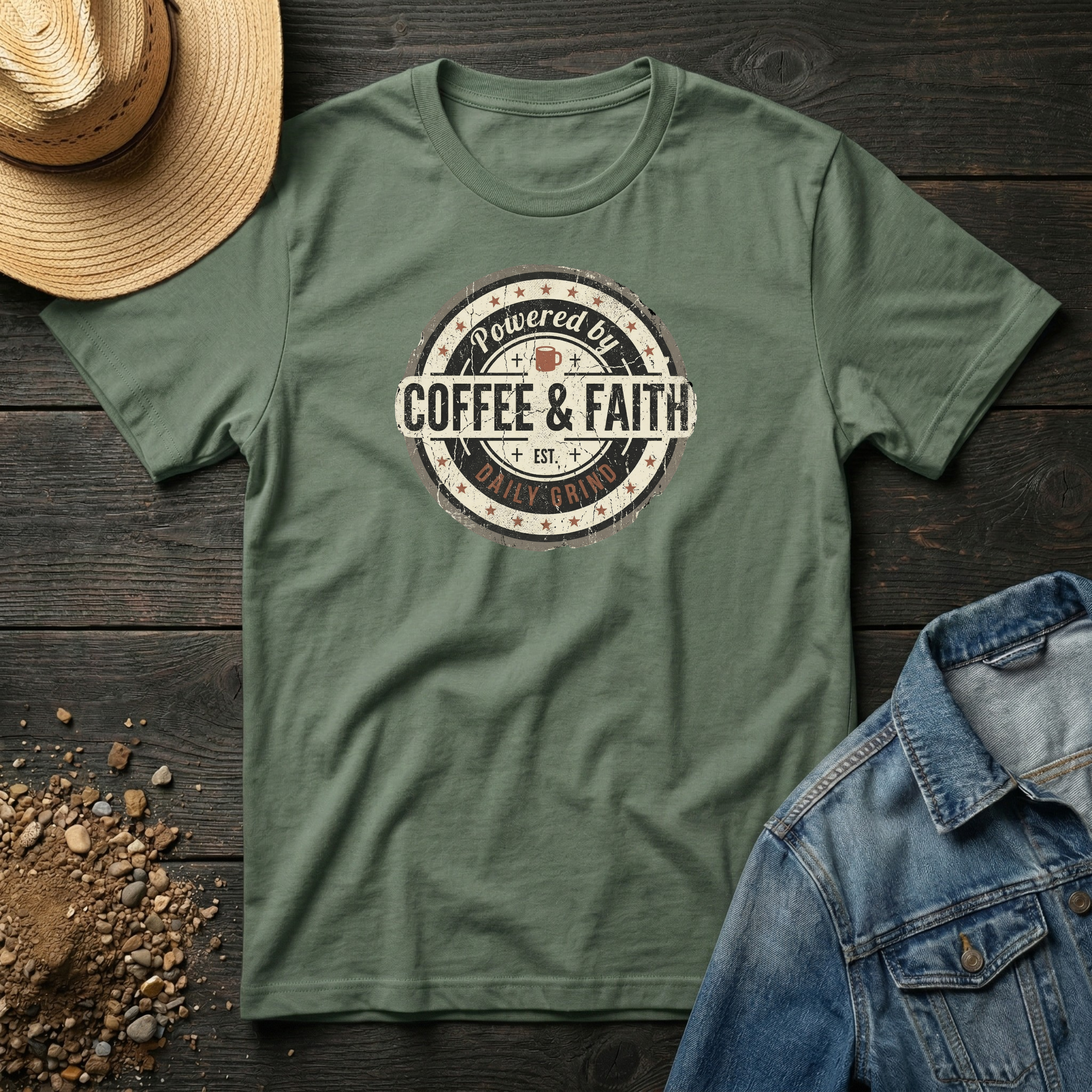 Powered by Coffee & Faith T-Shirt
