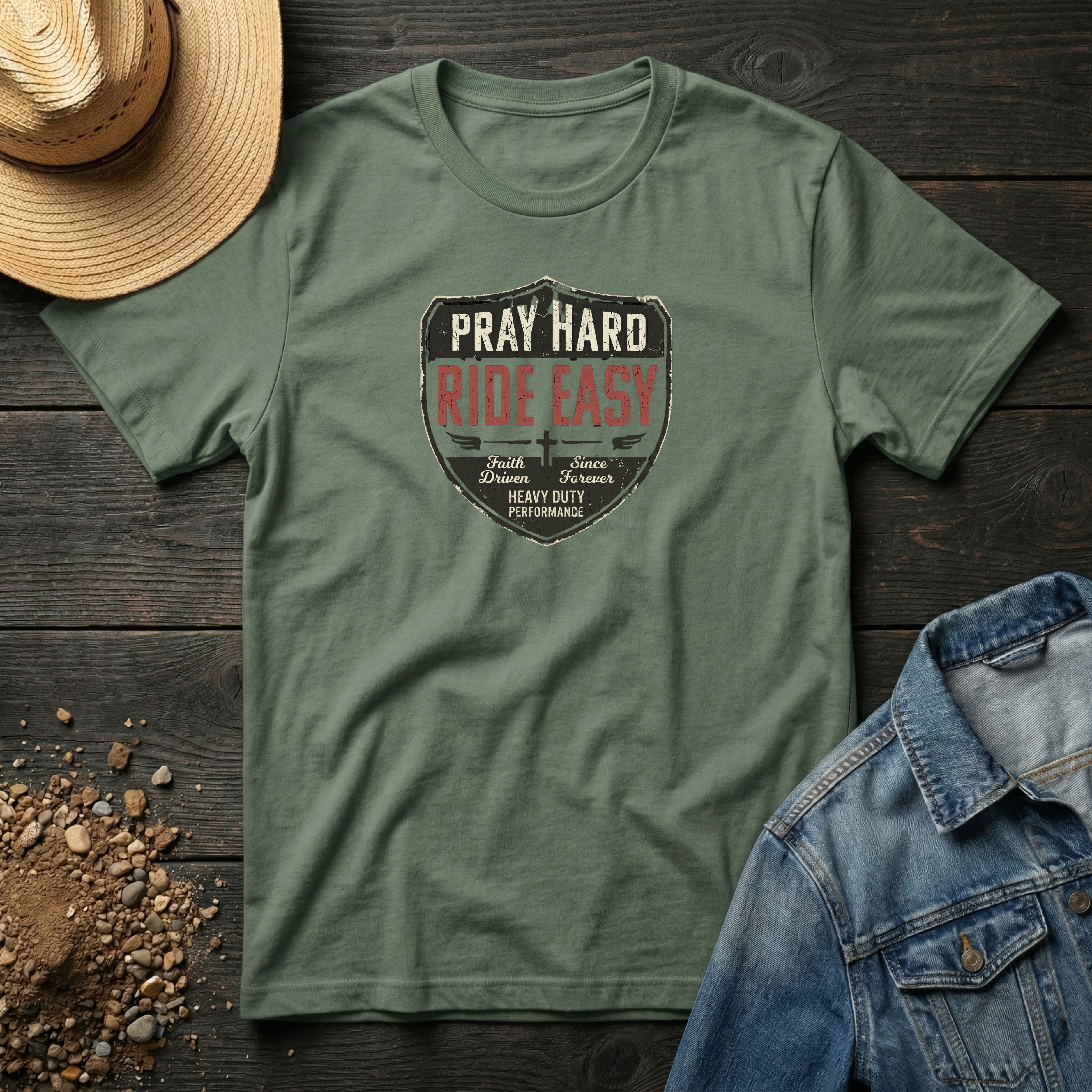 Pray Hard Ride Easy T-Shirt
