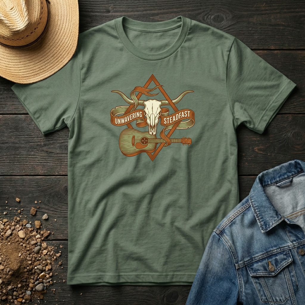 Unwavering Steadfast Steer Guitar T-Shirt