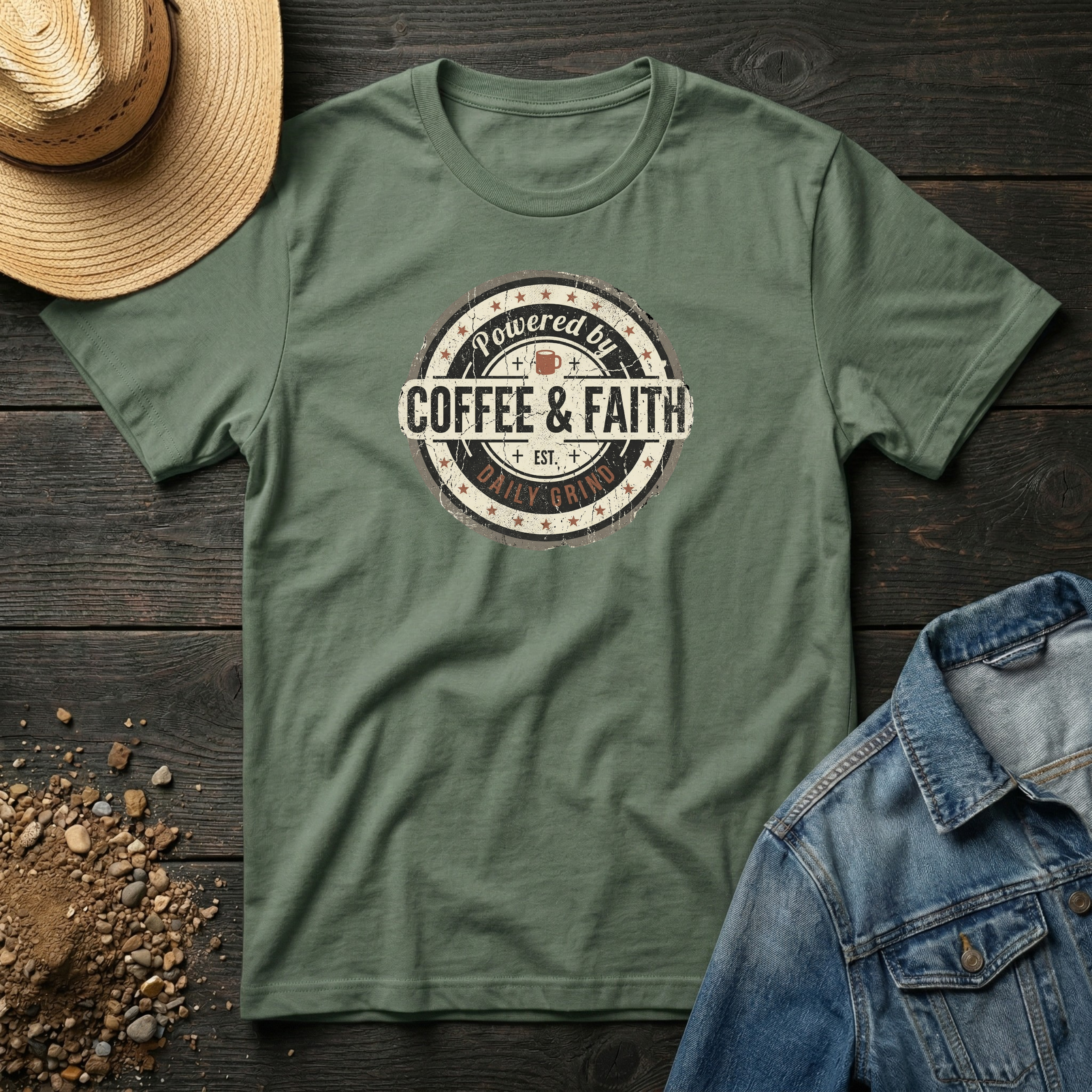 Powered by Coffee & Faith T-Shirt