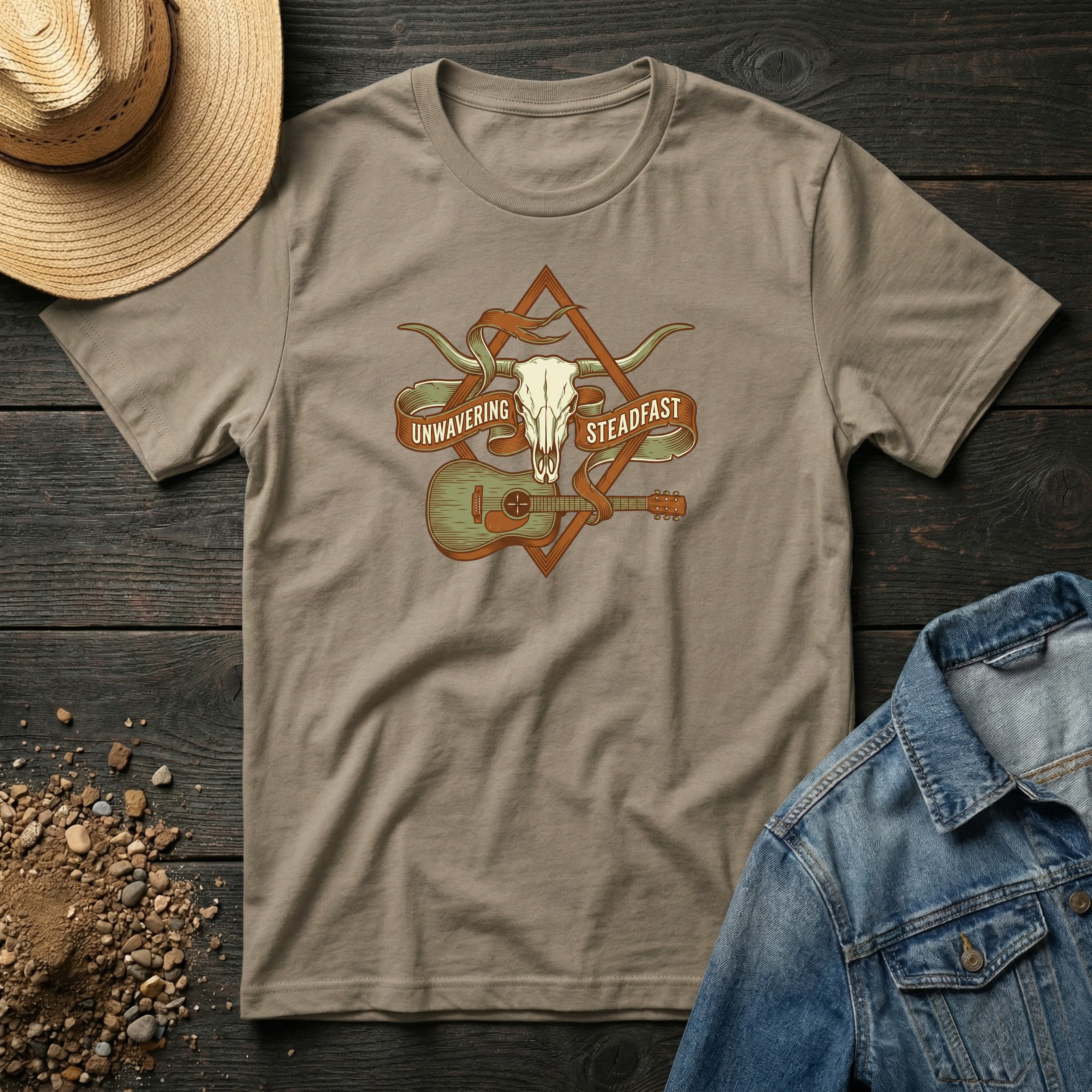 Unwavering Steadfast Steer Guitar T-Shirt